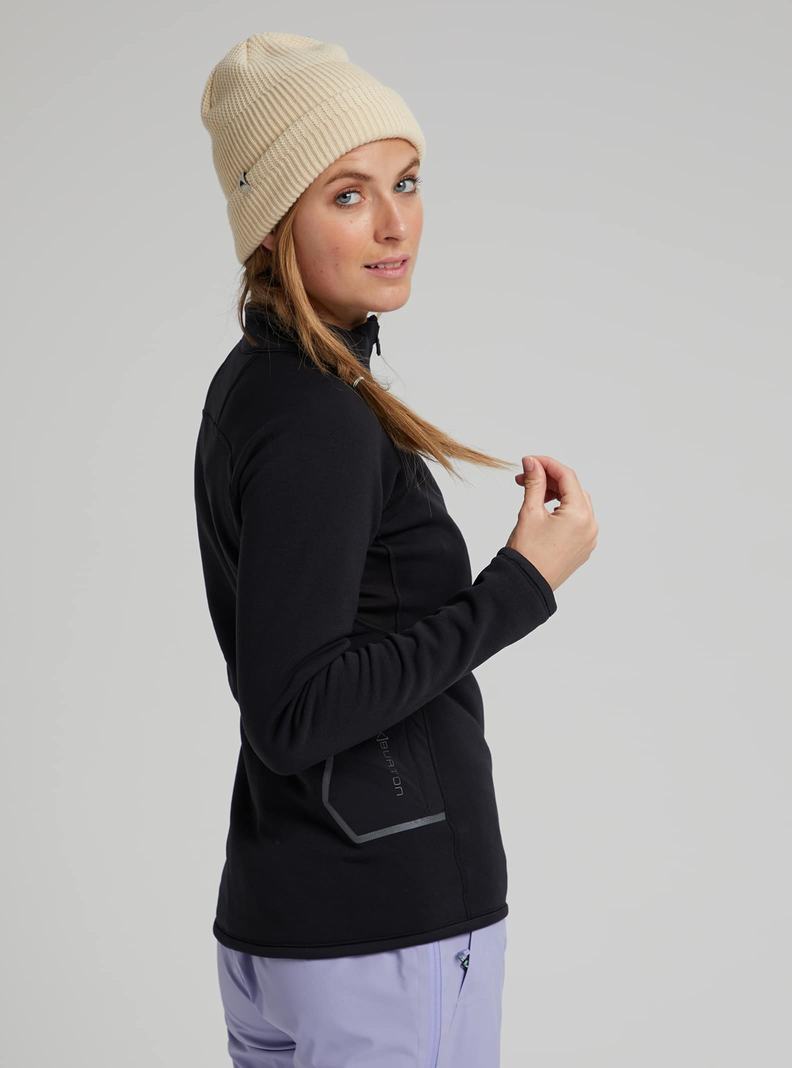 Black Burton [ak] Baker Power Stretch® Full-Zip Fleece Women's Sweatshirts | QEOHXC601