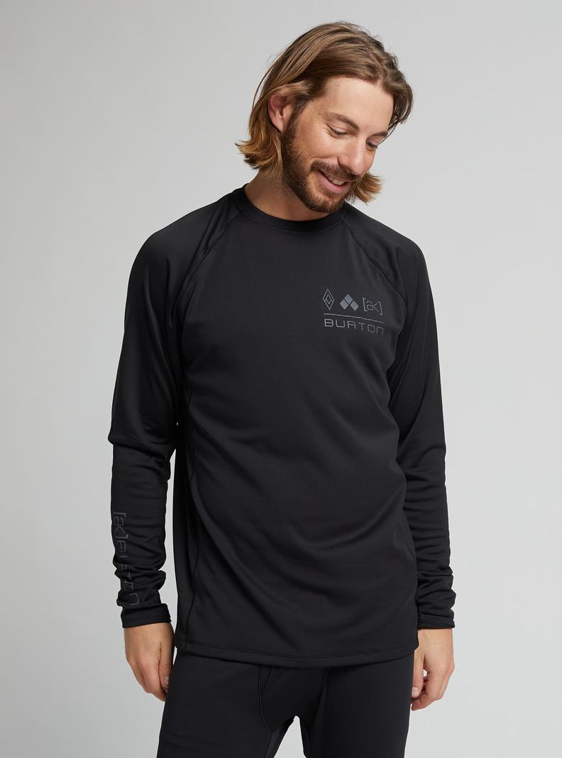 Black Burton [ak] Helium Power Grid™ Crewneck Men's Base Layer Top | SOVBWU183