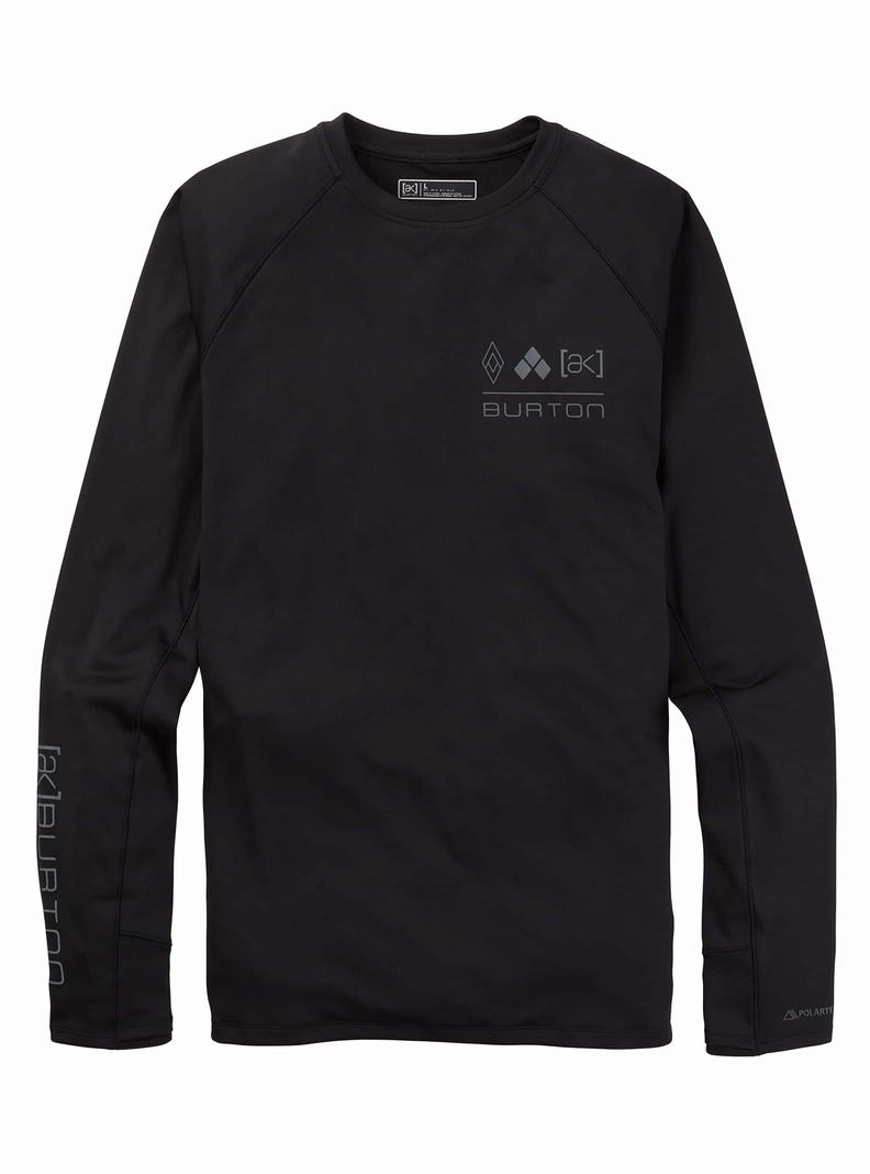 Black Burton [ak] Helium Power Grid™ Crewneck Men\'s Base Layer Top | SOVBWU183