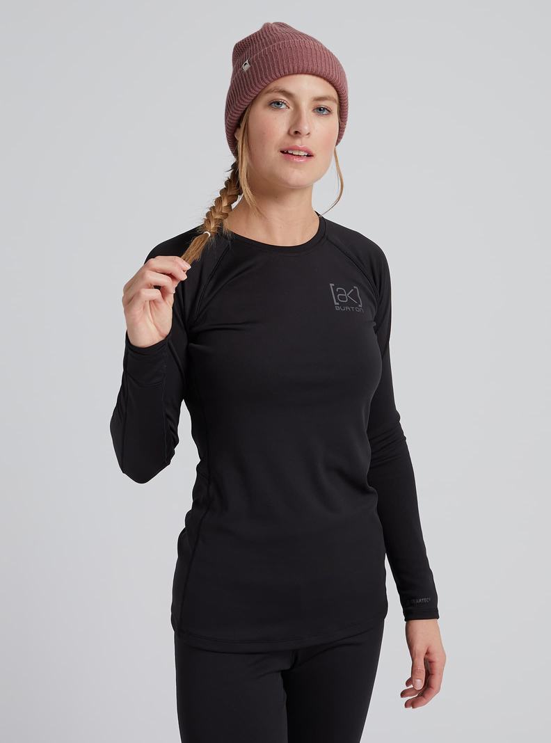 Black Burton [ak] Helium Power Grid™ Crewneck Women's Base Layer Top | ULZNPR137