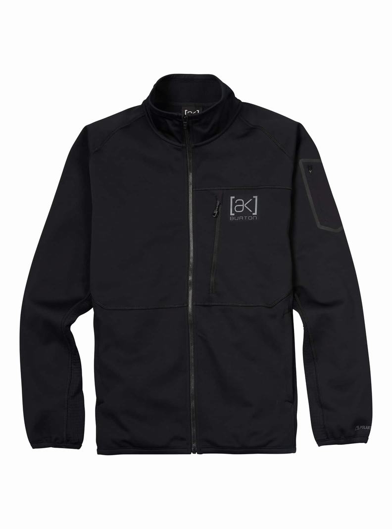 Black Burton [ak] Helium Power Grid™ Full-Zip Fleece Men\'s Sweatshirts | FLNHJB814