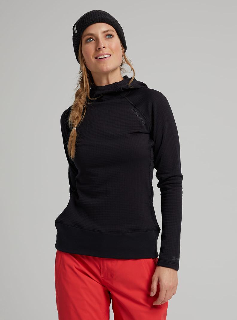 Black Burton [ak] Helium Power Grid™ Pullover Fleece Women's Sweatshirts | BXEDRV702