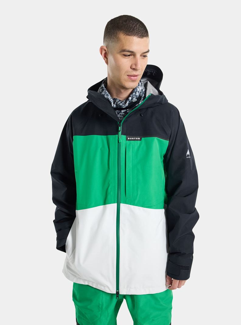 Black / Green / White Burton GORE-TEX 3L Treeline Men's Ski Jackets | HOMFIP863