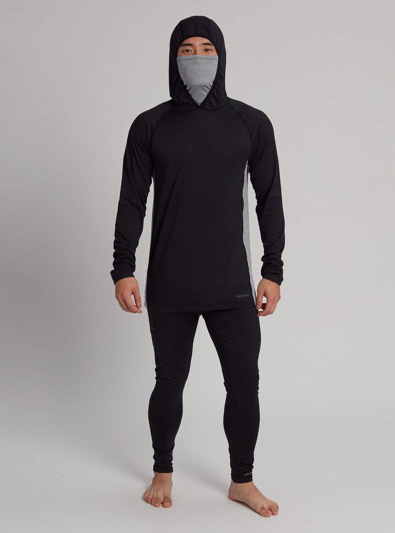 Black / Grey Burton Midweight X Base Layer Long Neck Hoodie Men's Base Layer Top | JZIAMY914