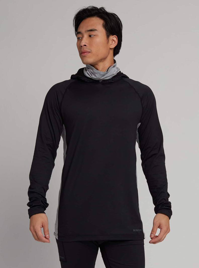 Black / Grey Burton Midweight X Base Layer Long Neck Hoodie Men's Base Layer Top | JZIAMY914