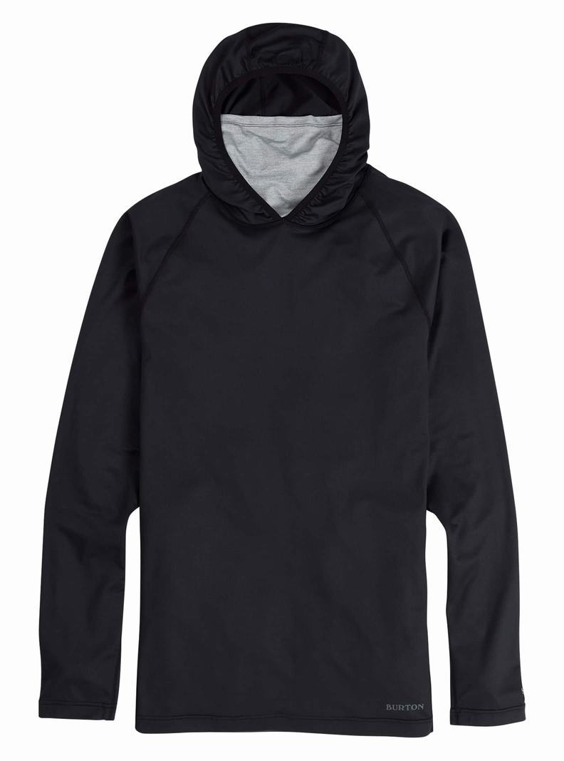 Black / Grey Burton Midweight X Base Layer Long Neck Hoodie Men\'s Base Layer Top | JZIAMY914