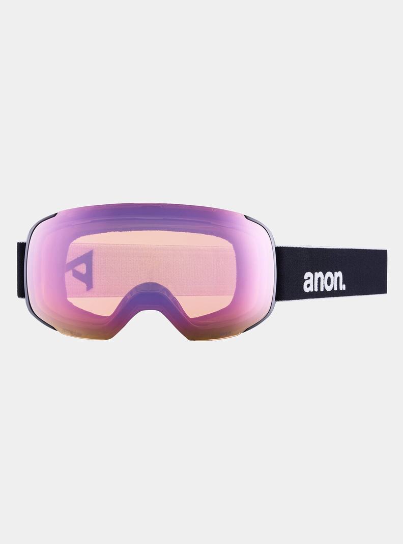 Black / Orange Red Burton Anon M2 Low Bridge Fit Goggles + Bonus Lens + MFI® Face Mask Women's Ski Goggles | KHLMGF509