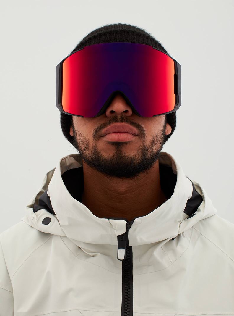 Black / Orange Red Burton Anon Sync Goggles + Bonus Lens Men's Ski Goggles | LFHXGI083