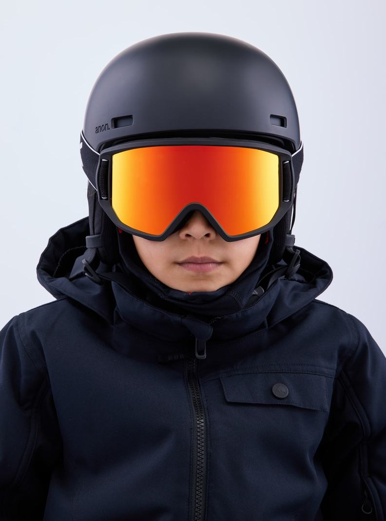 Black / Red / Burton Anon Relapse Jr. Goggles + MFI® Face Mask Kids' Ski Goggles | TOEGNY975