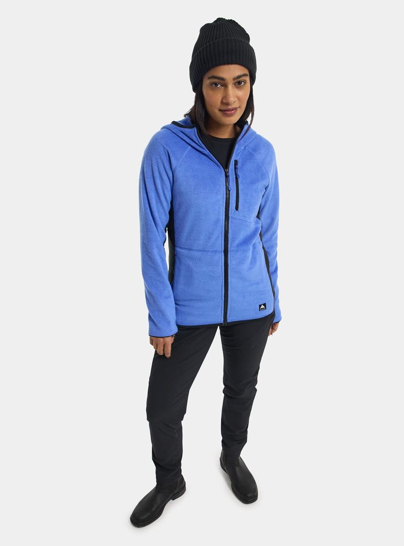 Blue / Black Burton Stockrun Warmest Hooded Full-Zip Women's Fleece | HABYGS238