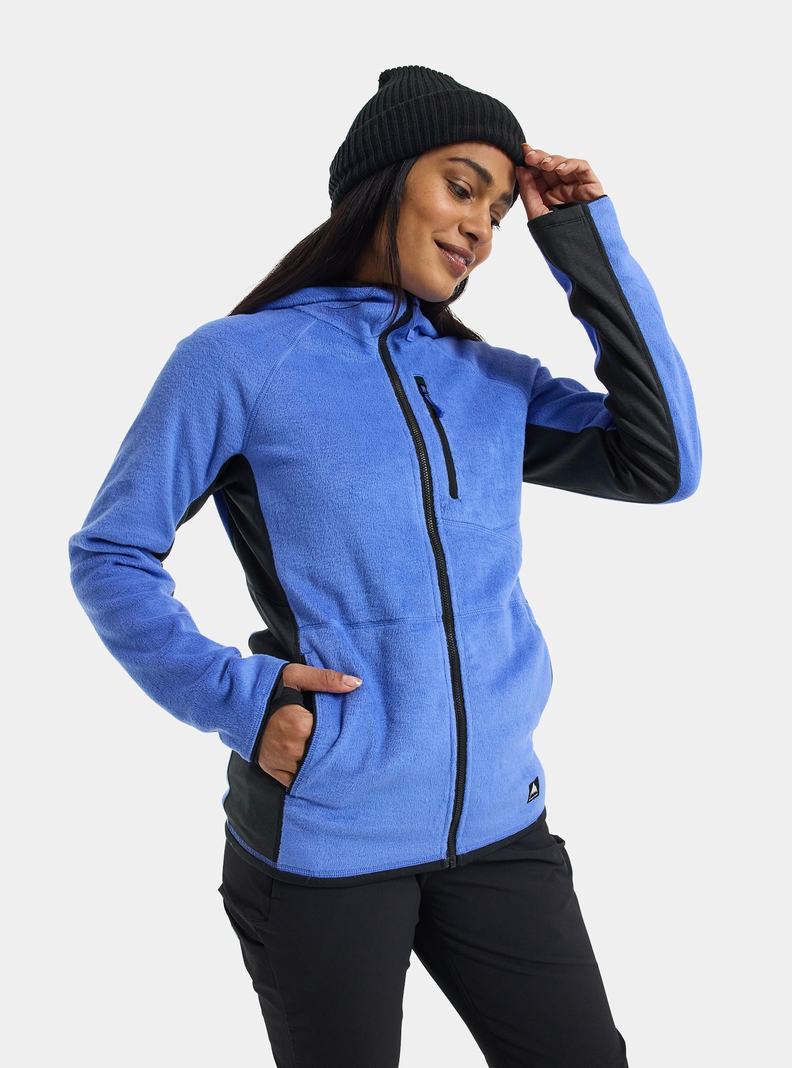 Blue / Black Burton Stockrun Warmest Hooded Full-Zip Women's Fleece | HABYGS238