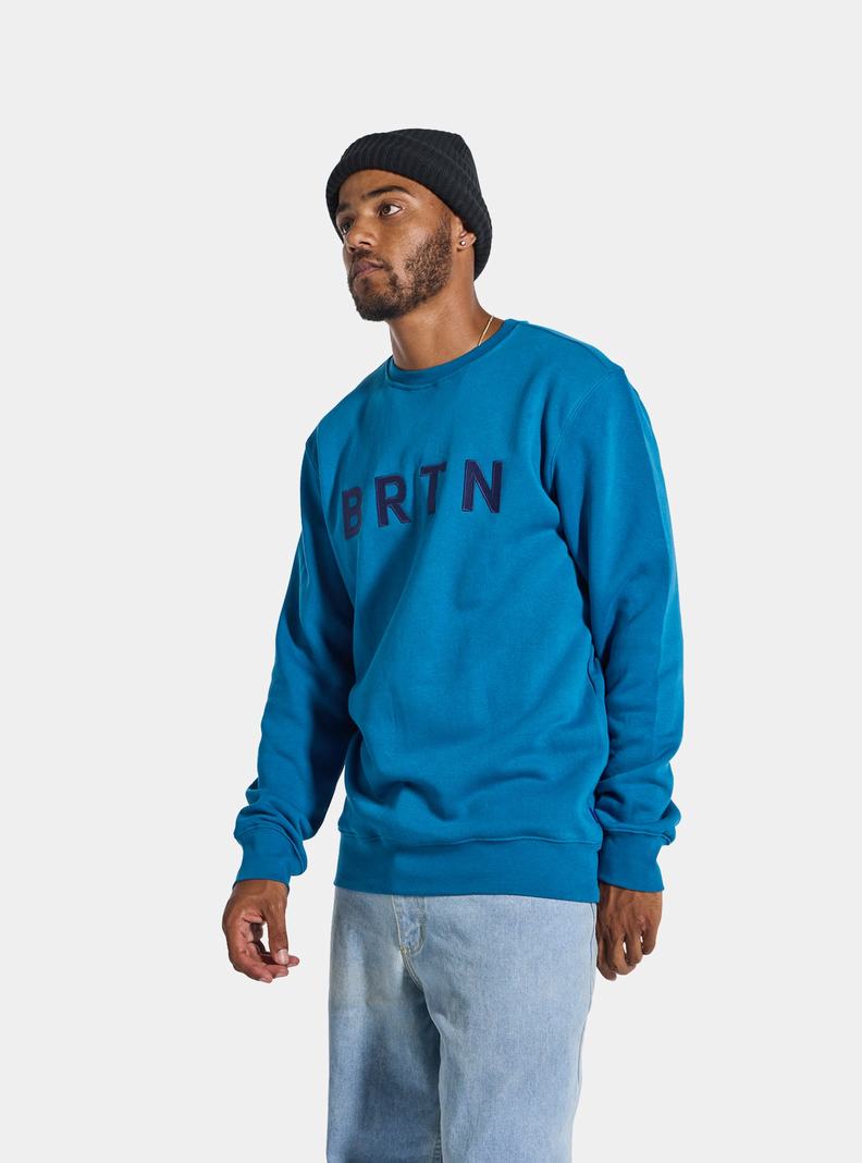 Blue Burton BRTN Crew Men's Sweatshirts | GTHELJ264