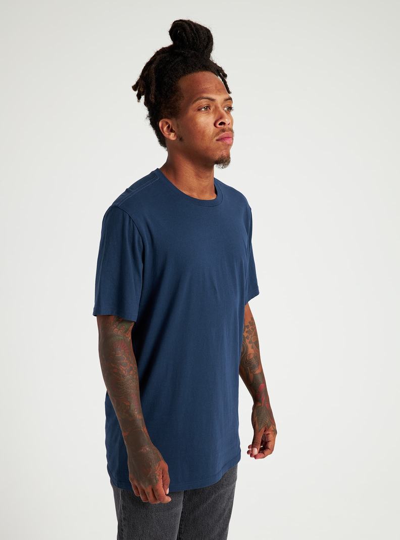 Blue Burton Classic Short Sleeve Men's T-Shirts | QRDBIH521