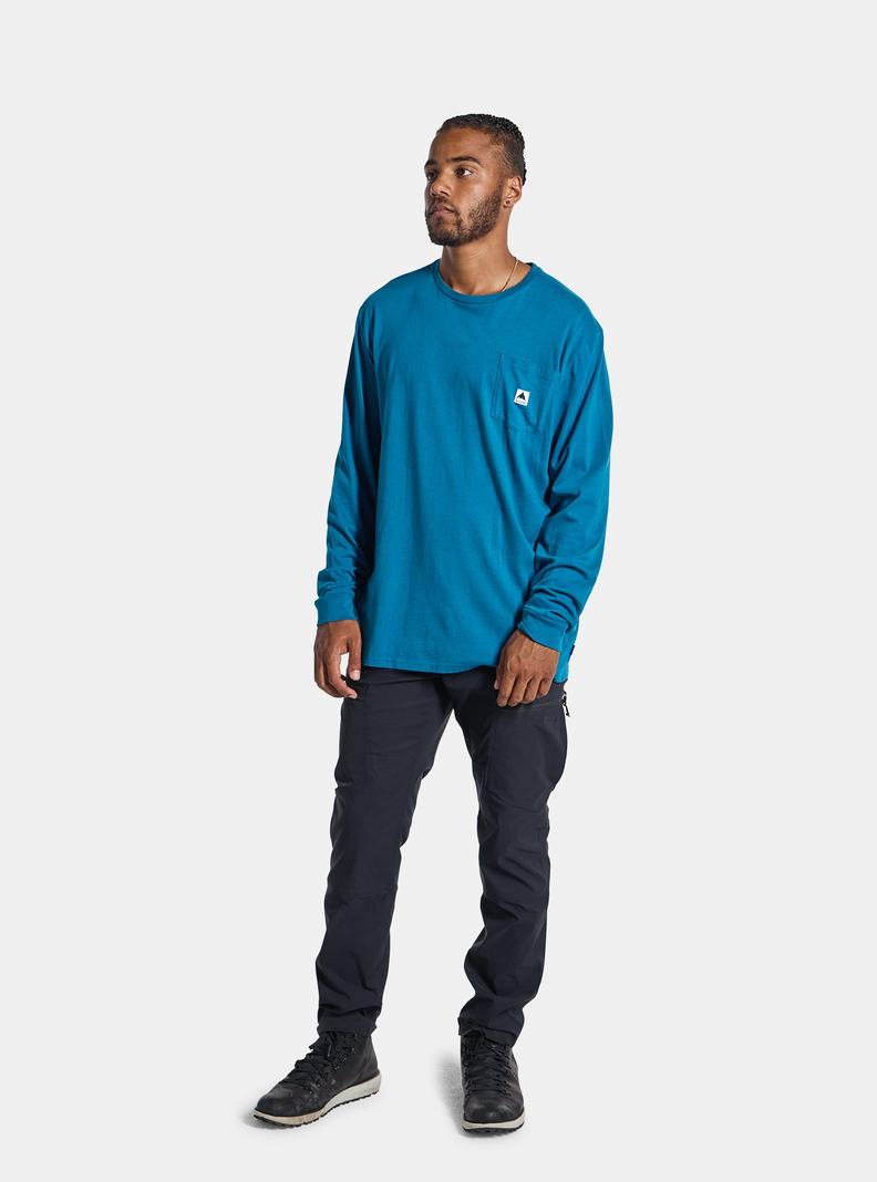 Blue Burton Colfax Long Sleeve Men's T-Shirts | FNSQRA528