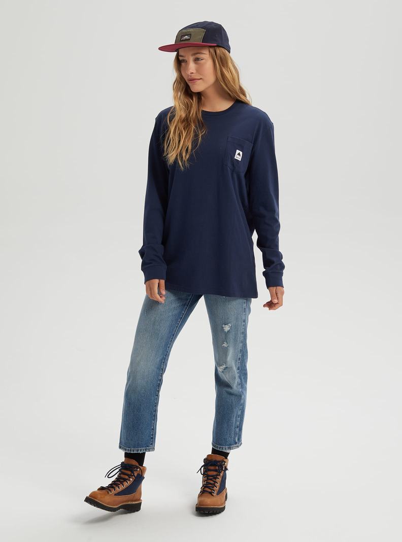 Blue Burton Colfax Long Sleeve Men's T-Shirts | VPUMEB204