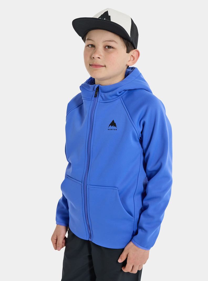 Blue Burton Crown Weatherproof Full-Zip Sherpa Fleece Kids' Sweatshirts | PKYFRX052