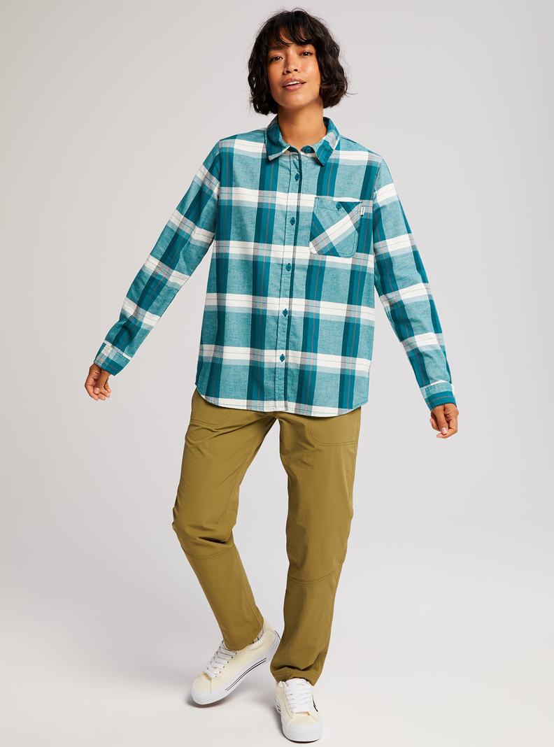 Blue Burton Grace Long Sleeve Flannel Women's Shirts | AMQDHL548