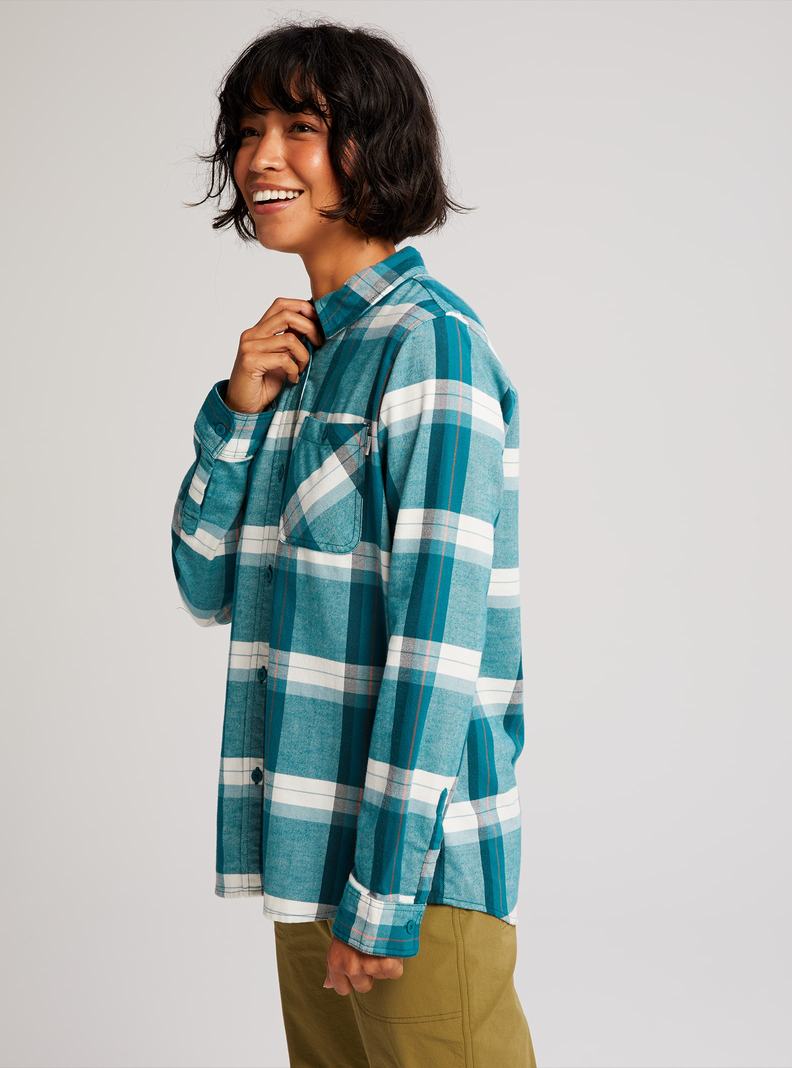 Blue Burton Grace Long Sleeve Flannel Women's Shirts | AMQDHL548