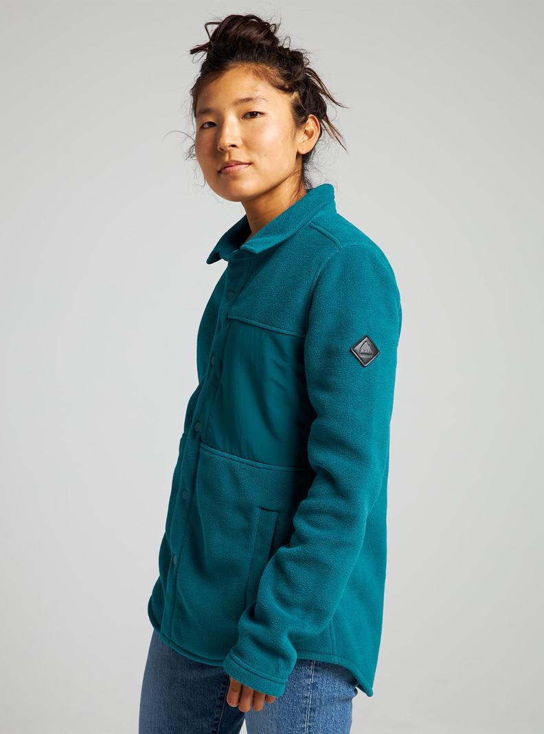 Blue Burton Hearth Snap Up Fleece Women's Shirts | ELJWHT140