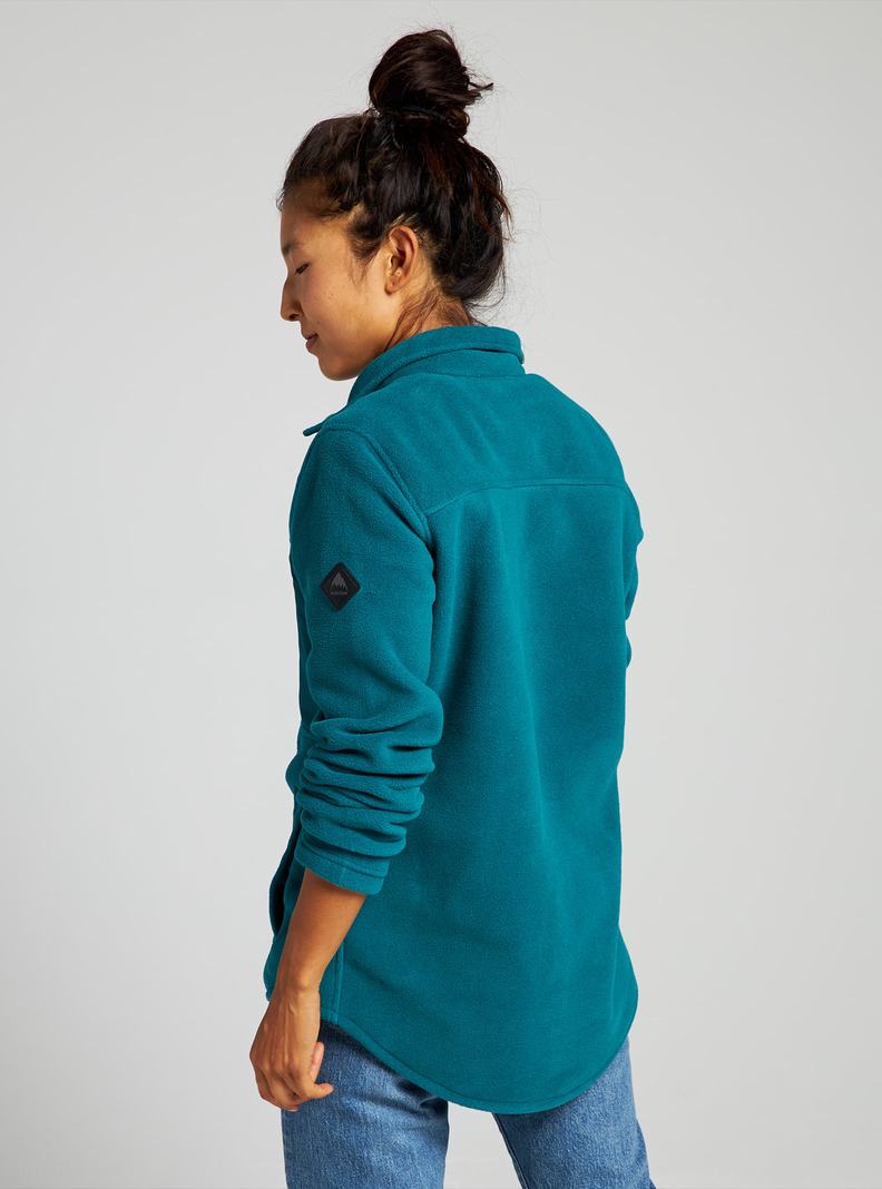 Blue Burton Hearth Snap Up Fleece Women's Shirts | ELJWHT140