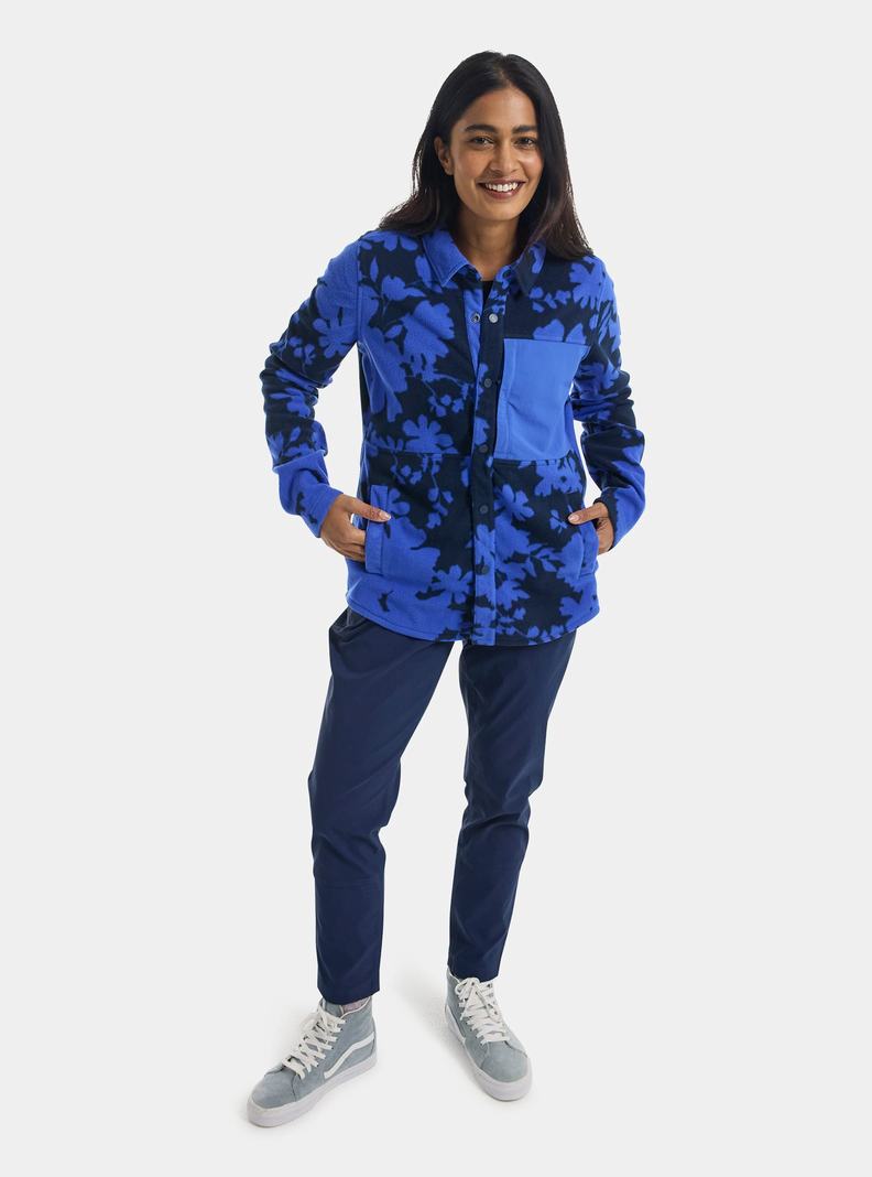 Blue Burton Hearth Snap-Up Fleece Women's Shirts | JPADIH751