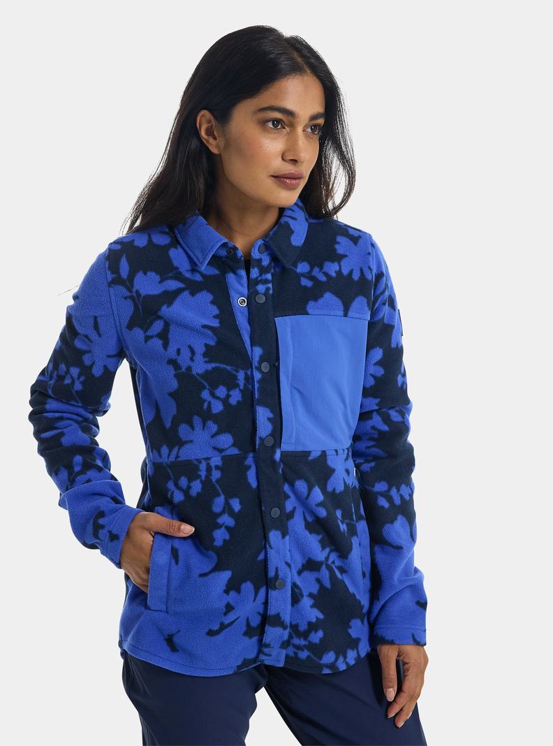 Blue Burton Hearth Snap-Up Fleece Women's Shirts | JPADIH751