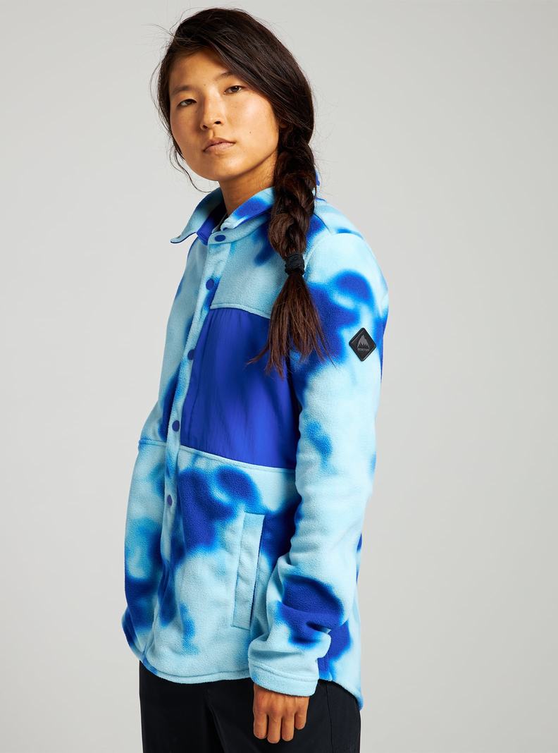 Blue Burton Hearth Snap Up Fleece Women's Shirts | RLHXQC472