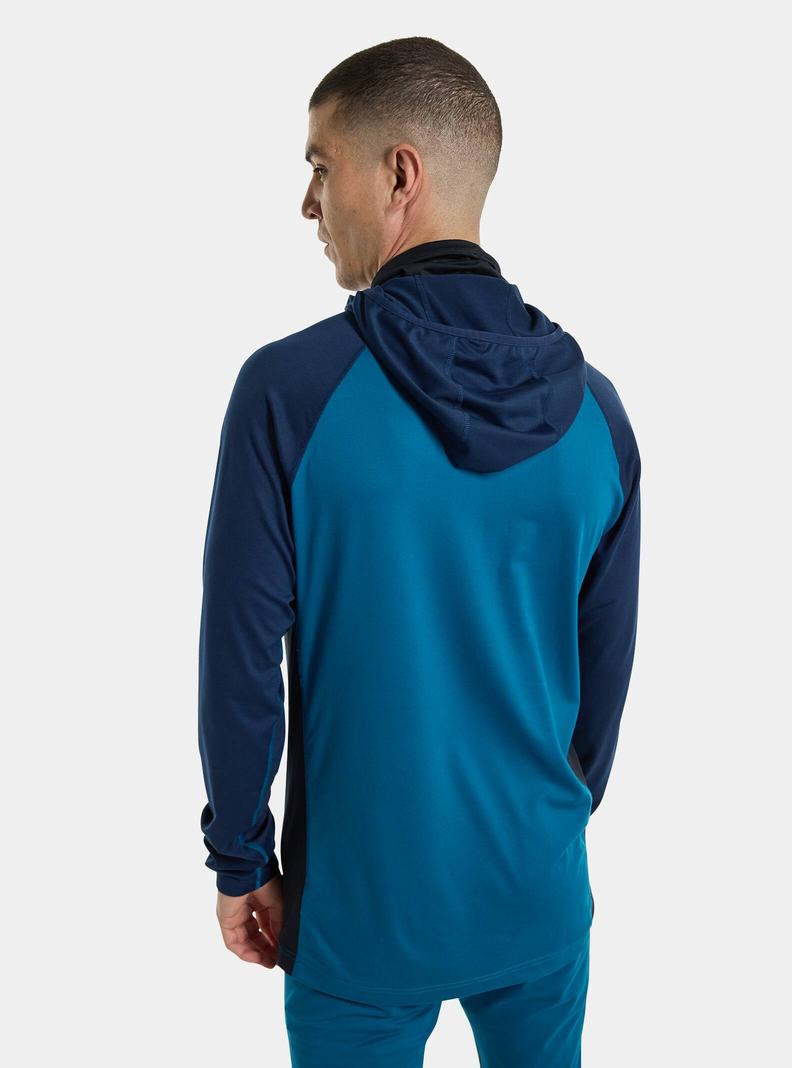 Blue Burton Midweight X Base Layer Long Neck Hoodie Men's Base Layer Top | TQLVFW340