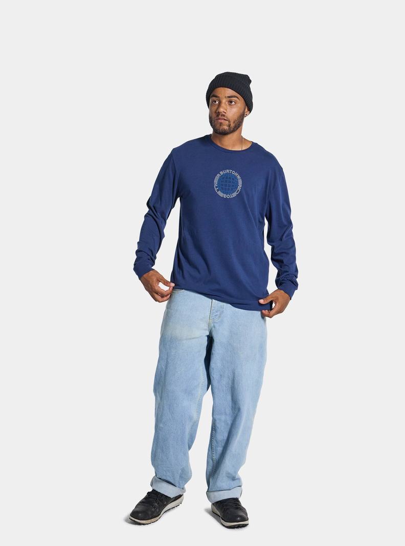 Blue Burton Saugatuck Long Sleeve Men's T-Shirts | XSOUGF750