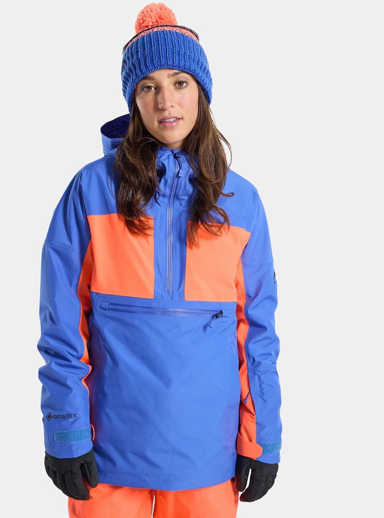 Blue / Orange Burton Pillowline GORE-TEX 2L Anorak Women's Ski Jackets | EQYBIK068