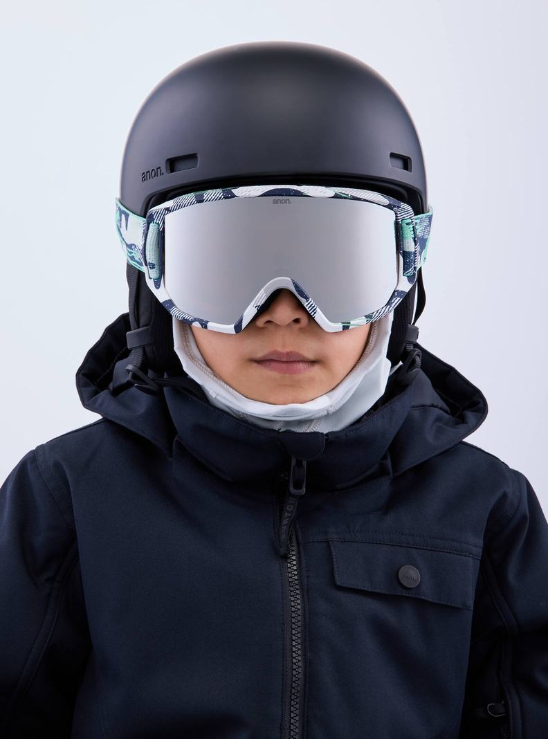 Blue / Silver / Burton Anon Relapse Jr. Goggles + MFI® Face Mask Kids' Ski Goggles | AWPOMC730