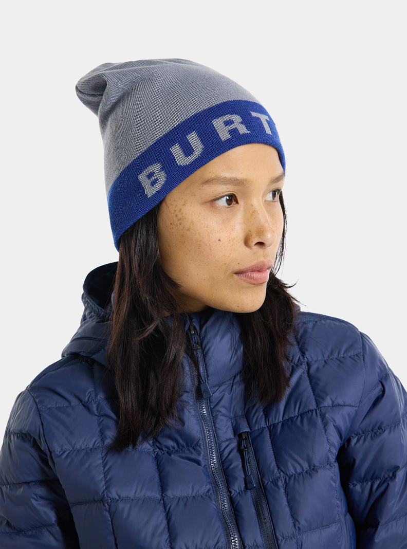 Blue / Silver Burton Recycled Billboard Men's Beanie | GHEJQS247