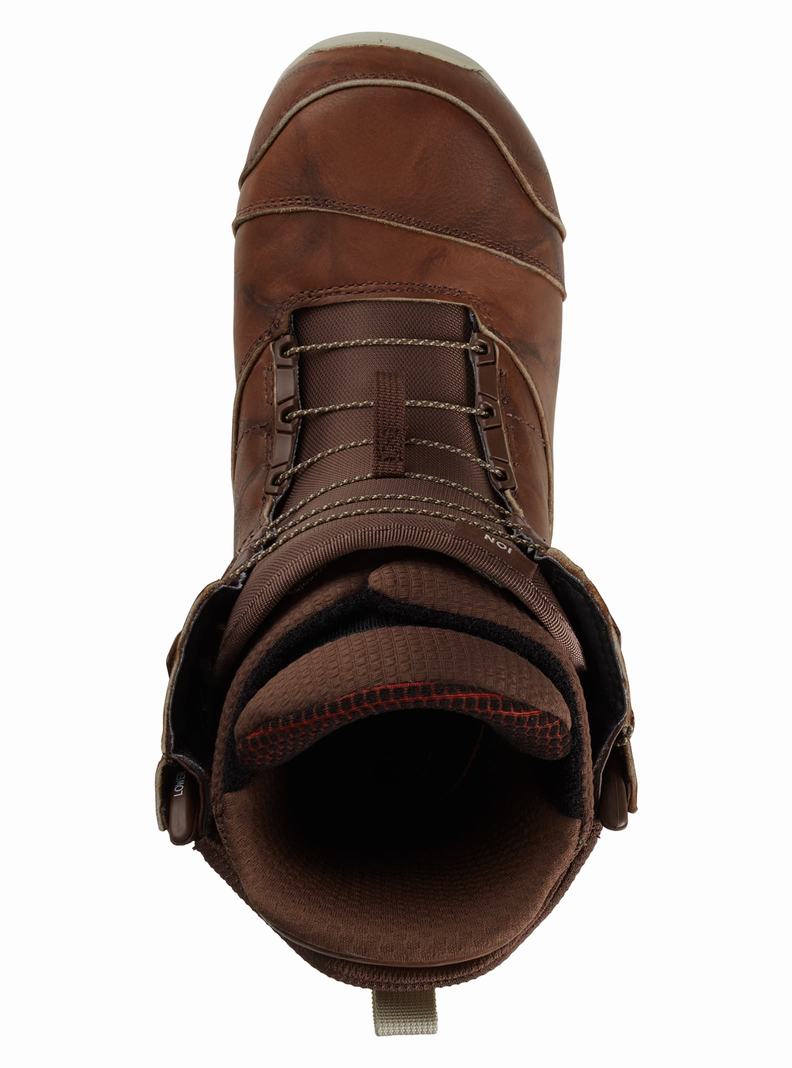 Brown Burton Ion Leather Men's Snowboard Boots | QTIBHK283