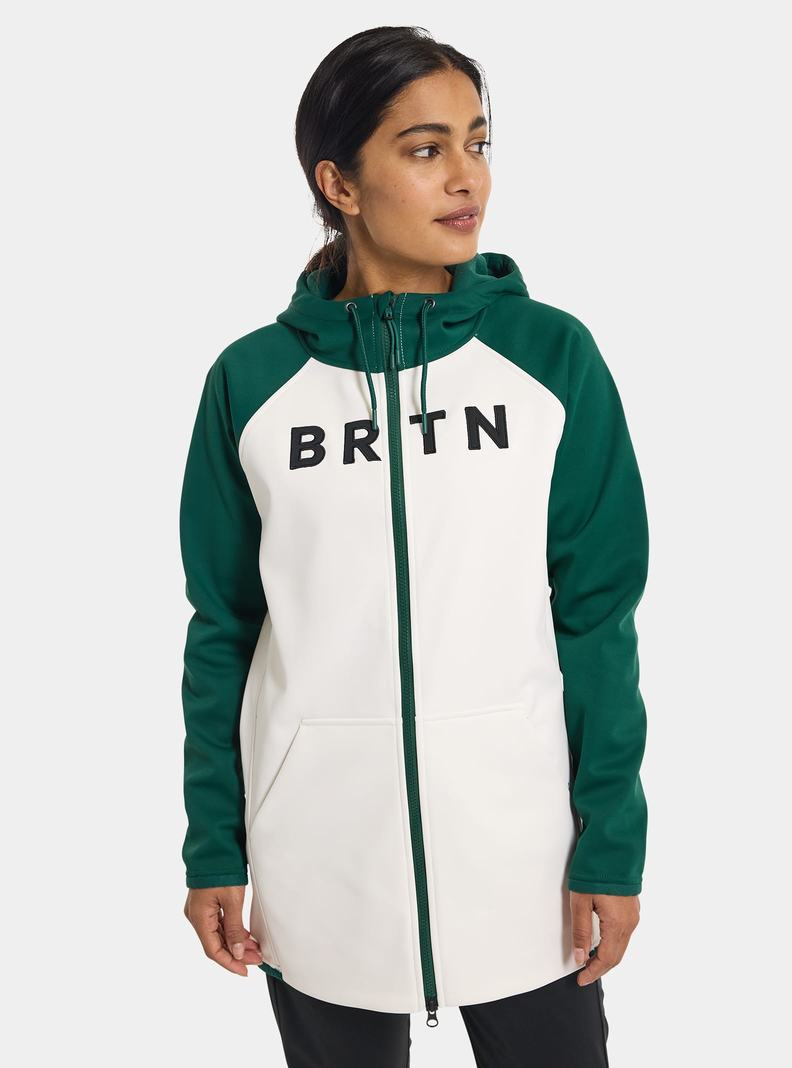 Brown / White Burton Crown Weatherproof Long Full-Zip Fleece Women's Sweatshirts | MYZQAN415