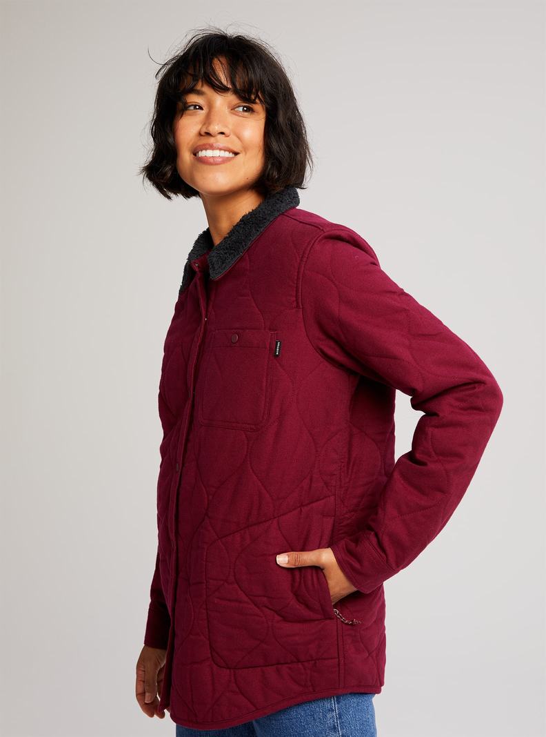 Burgundy Burton Grace Insulated Flannel Women's Shirts | QLGXJD084