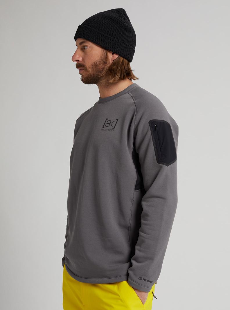 Deep Grey Burton [ak] Baker Power Stretch® Fleece Crewneck Men's Sweatshirts | OKUSHZ485