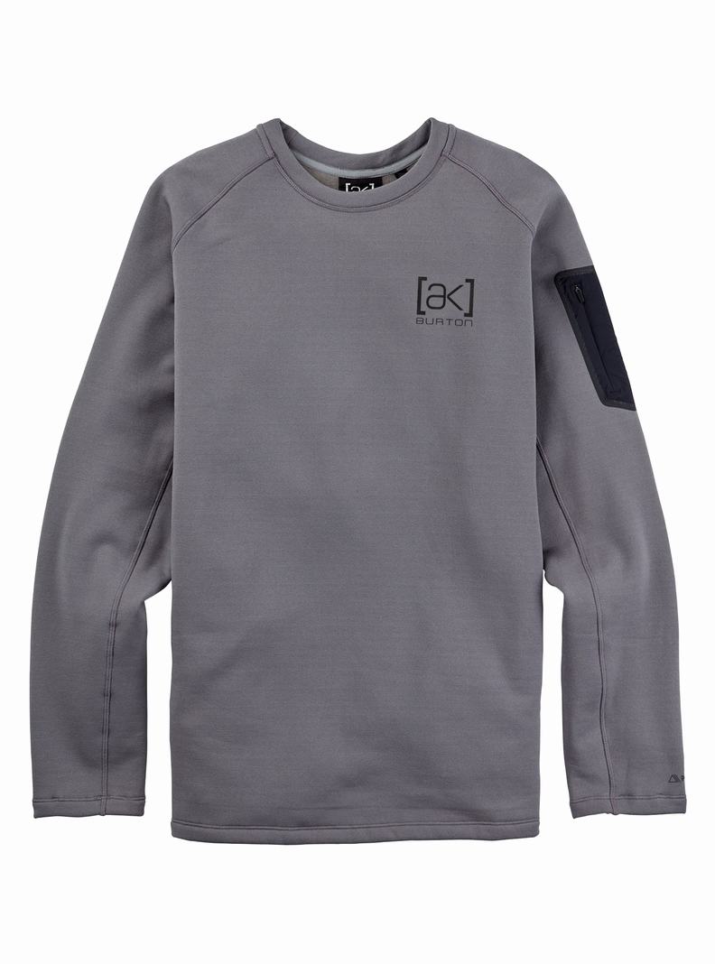 Deep Grey Burton [ak] Baker Power Stretch® Fleece Crewneck Men\'s Sweatshirts | OKUSHZ485