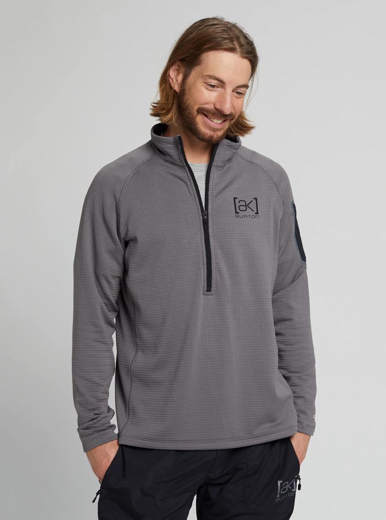 Deep Grey Burton [ak] Helium Power Grid™ Half-Zip Fleece Men's Sweatshirts | XFMEOA601