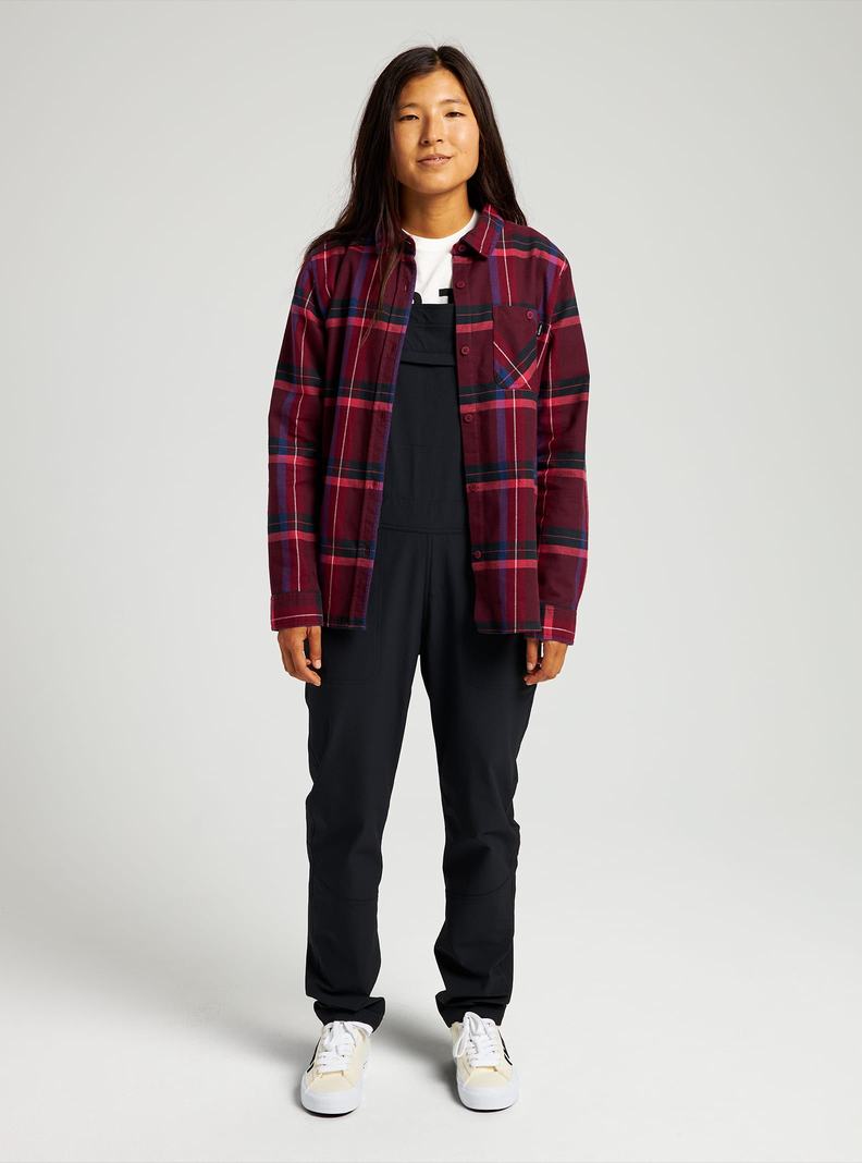 Deep Red Burton Grace Long Sleeve Flannel Women's Shirts | XWULGF469