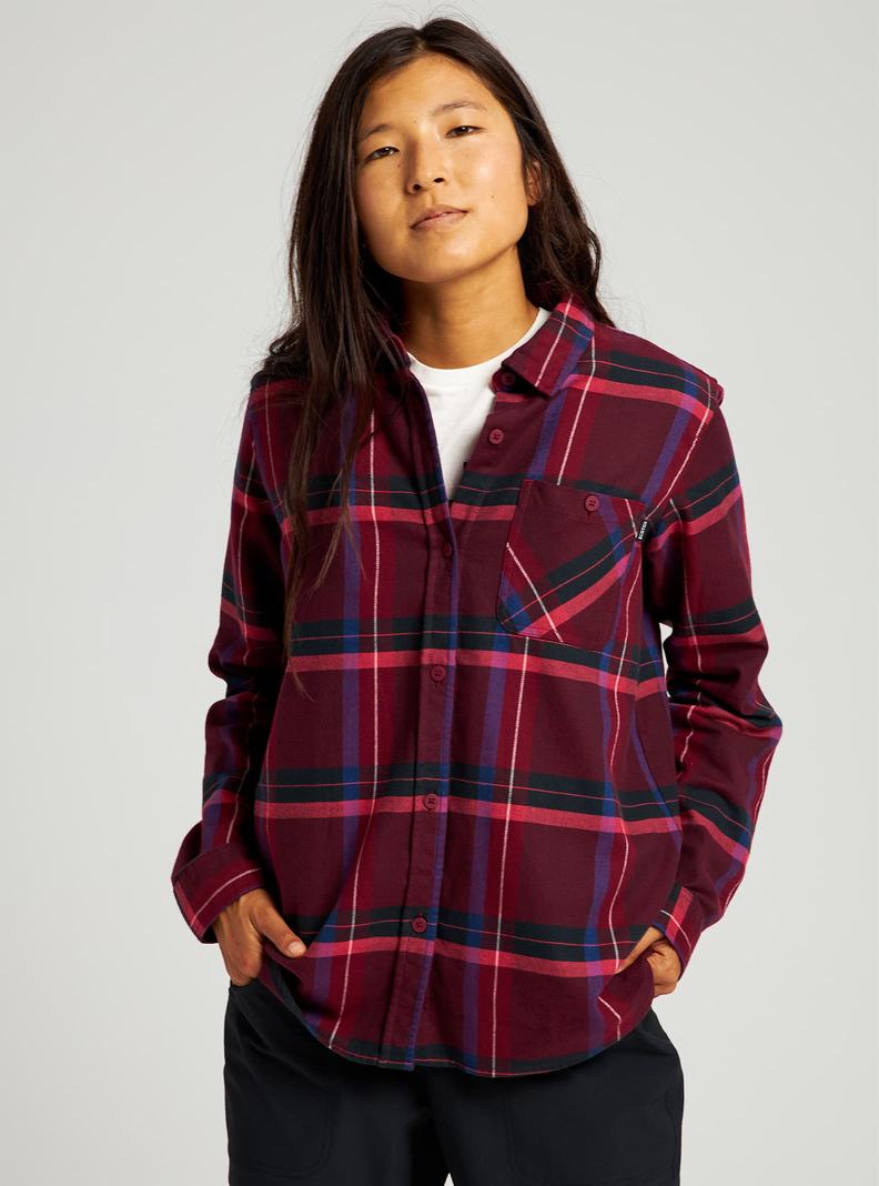 Deep Red Burton Grace Long Sleeve Flannel Women's Shirts | XWULGF469