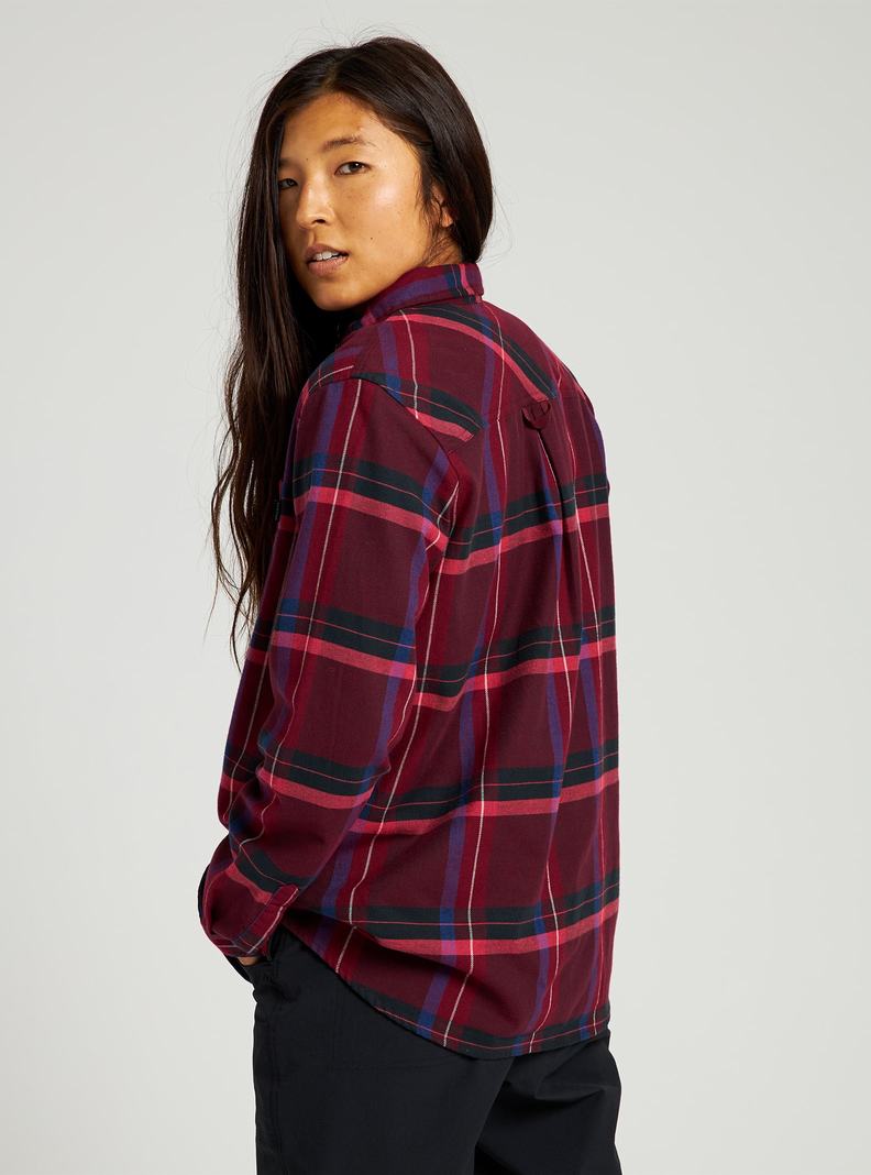 Deep Red Burton Grace Long Sleeve Flannel Women's Shirts | XWULGF469