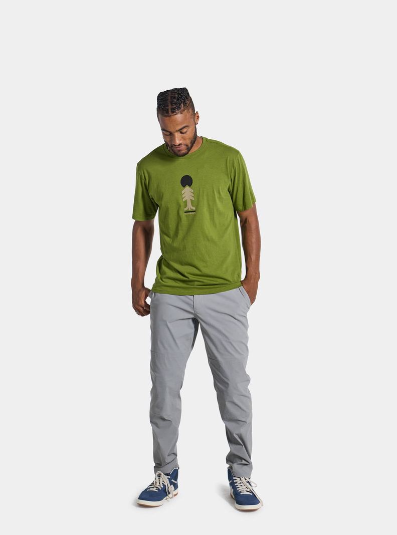 Green Burton Cartographer Short Sleeve Men's T-Shirts | XAOBPT539