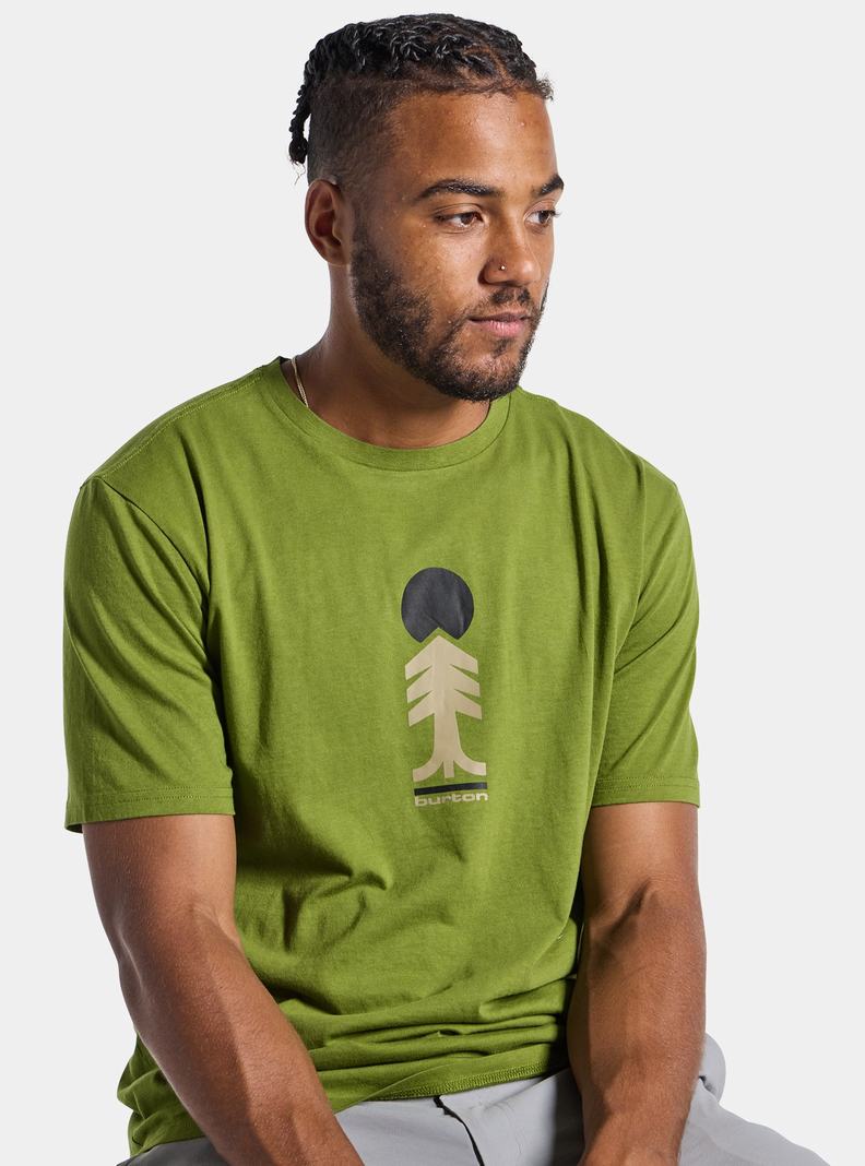 Green Burton Cartographer Short Sleeve Men's T-Shirts | XAOBPT539