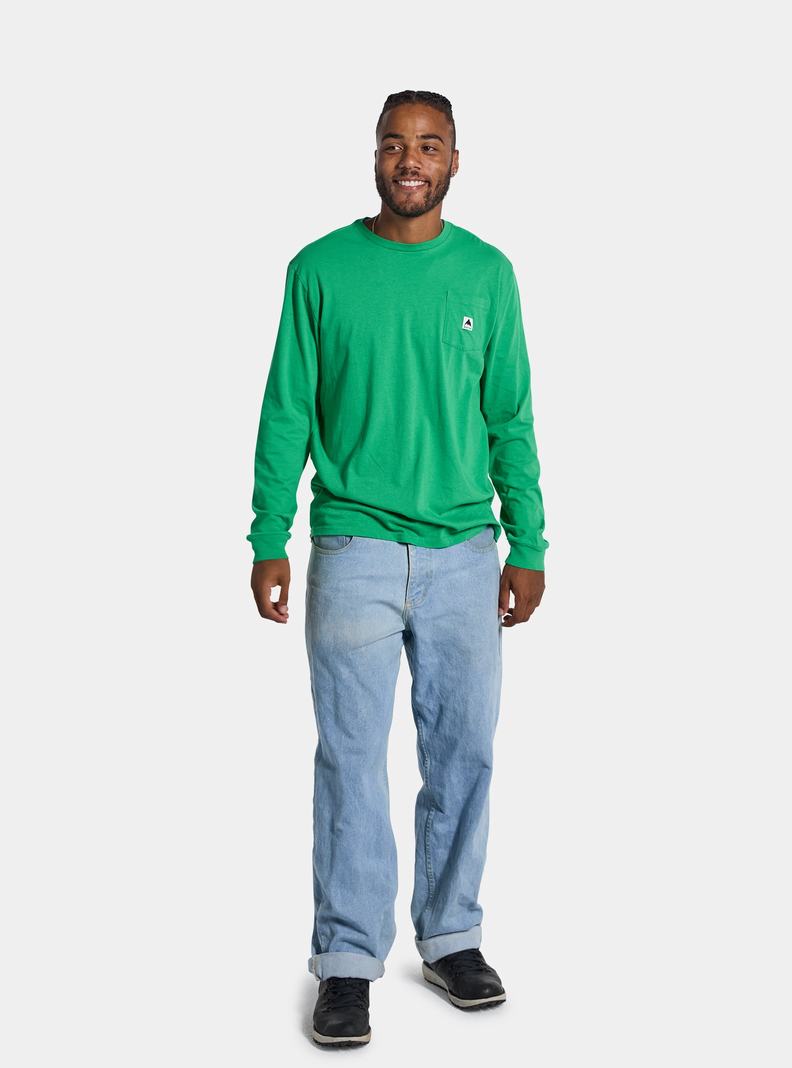 Green Burton Colfax Long Sleeve Men's T-Shirts | EPFVXN045