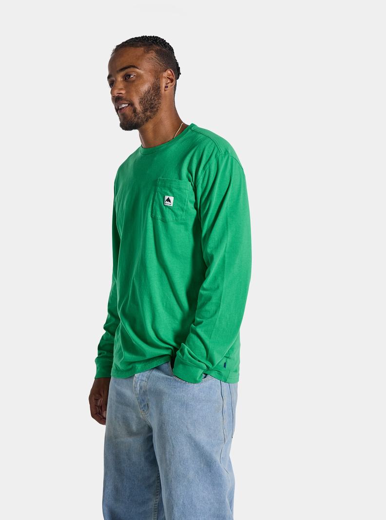 Green Burton Colfax Long Sleeve Men's T-Shirts | EPFVXN045