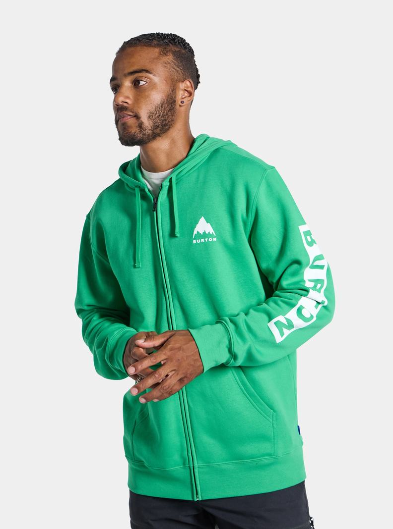 Green Burton Elite Full-Zip Men's Hoodies | ESHYMJ621