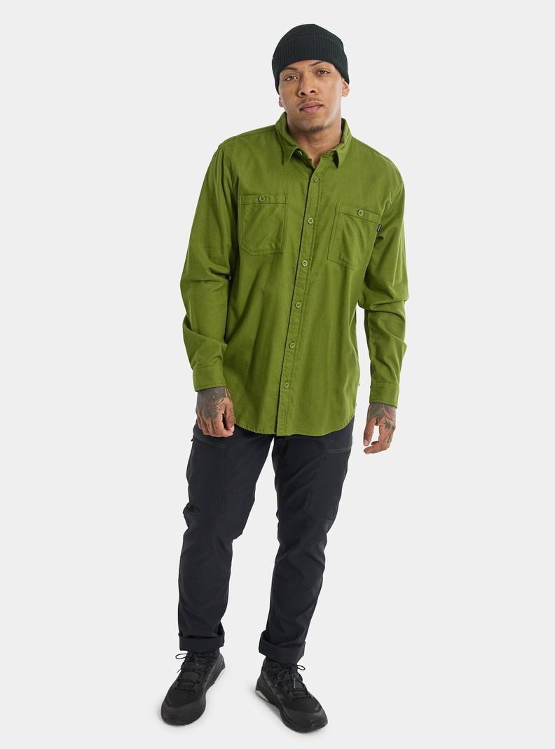 Green Burton Favorite Long Sleeve Flannel Men's Shirts | GMJHTS390