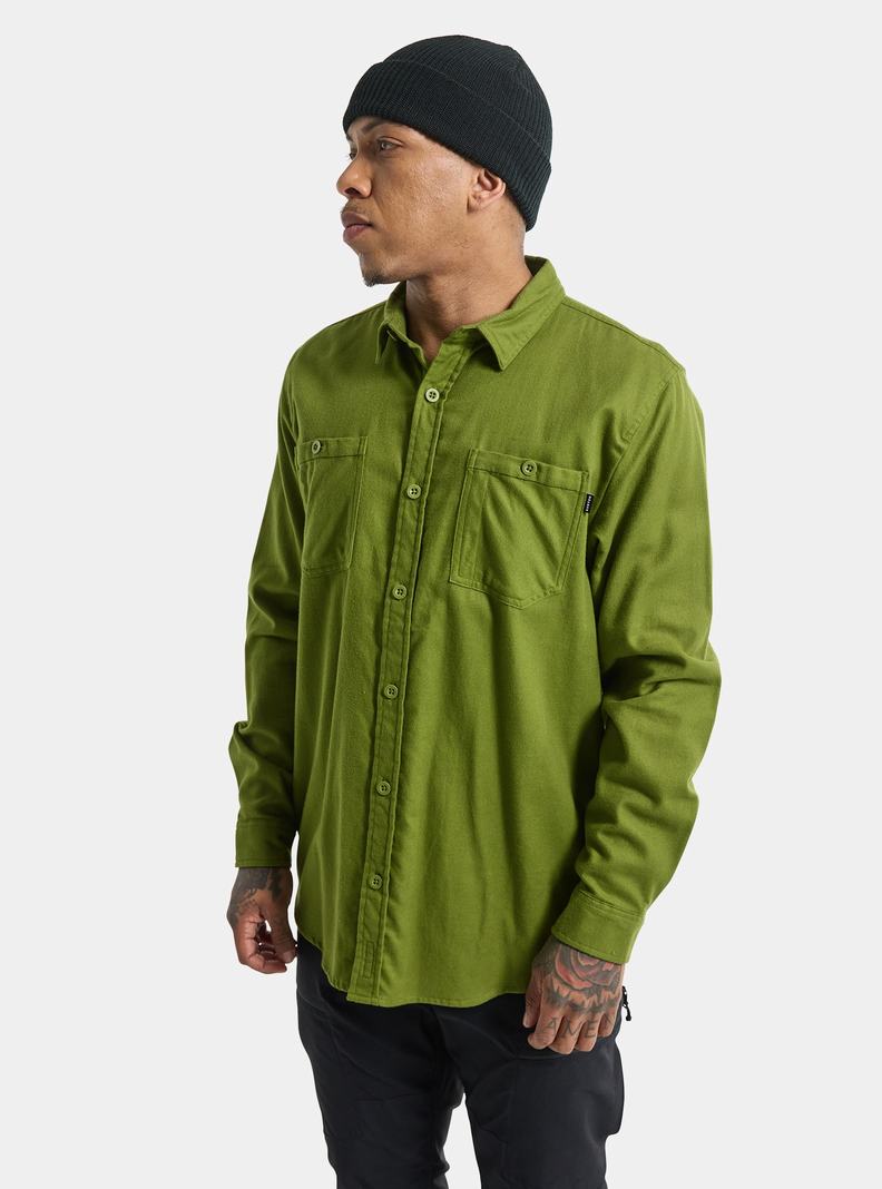 Green Burton Favorite Long Sleeve Flannel Men's Shirts | GMJHTS390