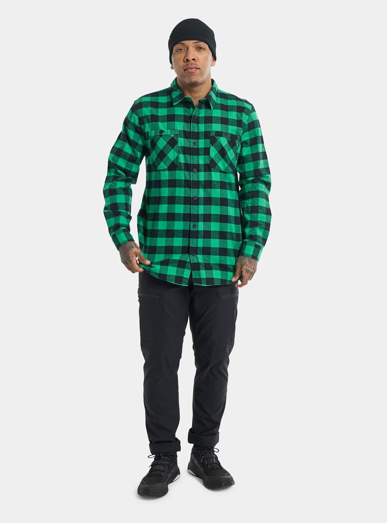 Green Burton Favorite Long Sleeve Flannel Men's Shirts | VRTYDF381