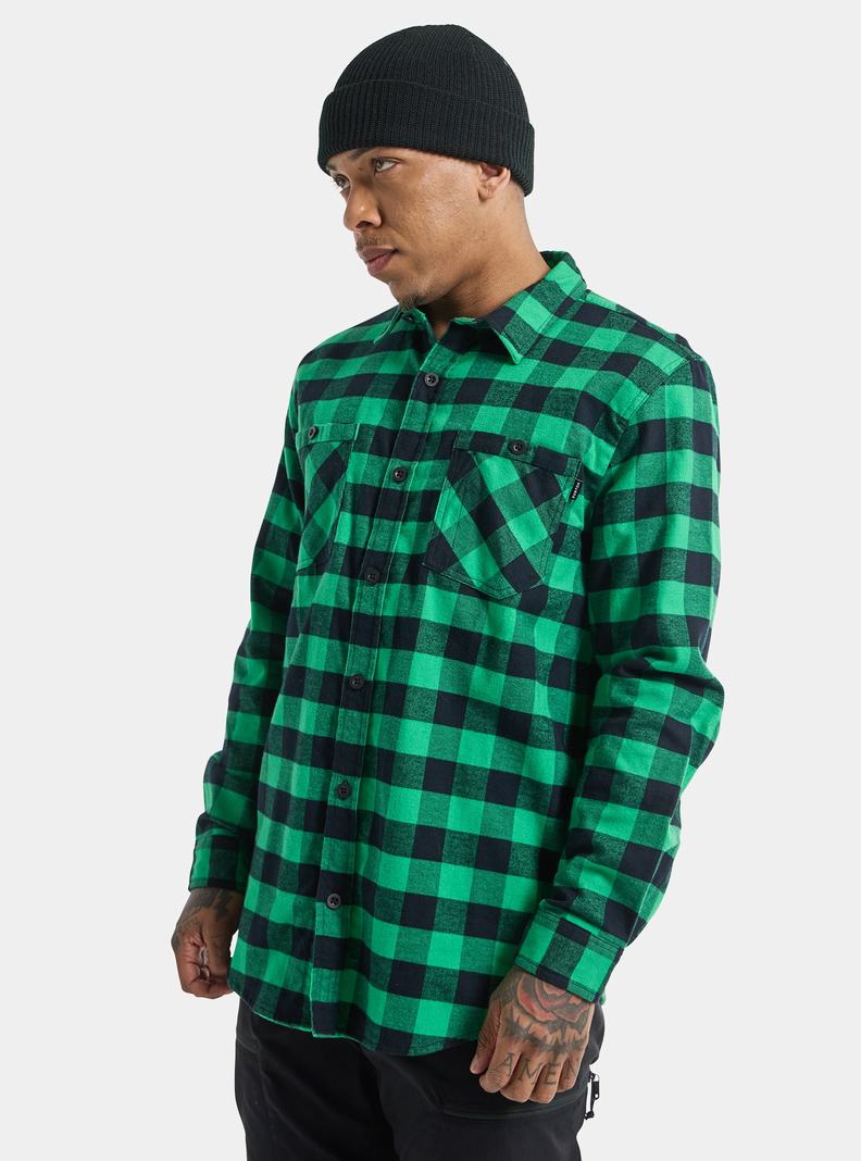 Green Burton Favorite Long Sleeve Flannel Men's Shirts | VRTYDF381